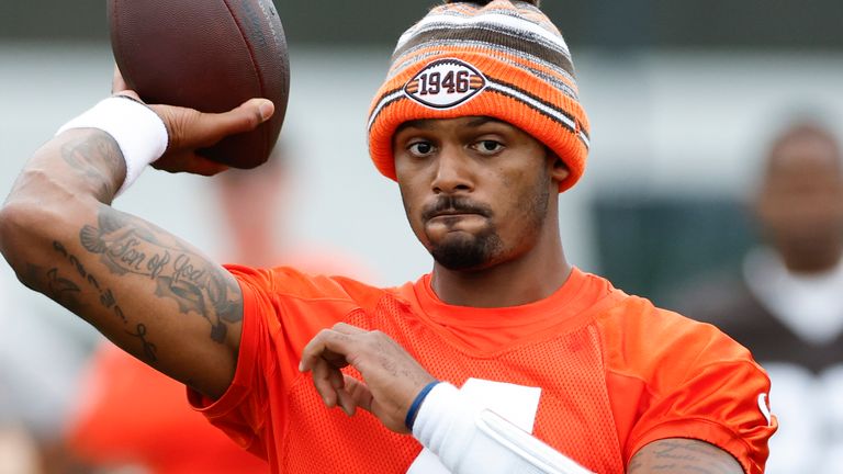 Cleveland Browns quarterback Deshaun Watson pictured last week during the team's offseason minicamp