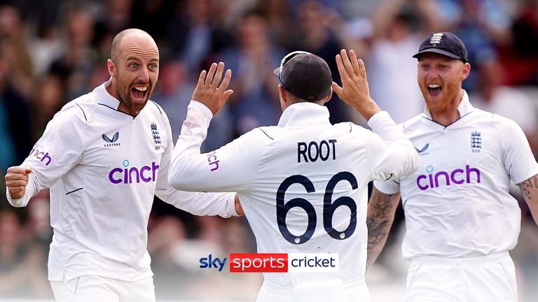 Watch all of the scalps in Jack Leach's 10-wicket match haul for England against New Zealand at Headingley